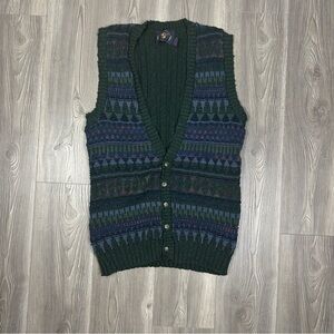Lake Harmony USA cotton knit patterned sweater vest large